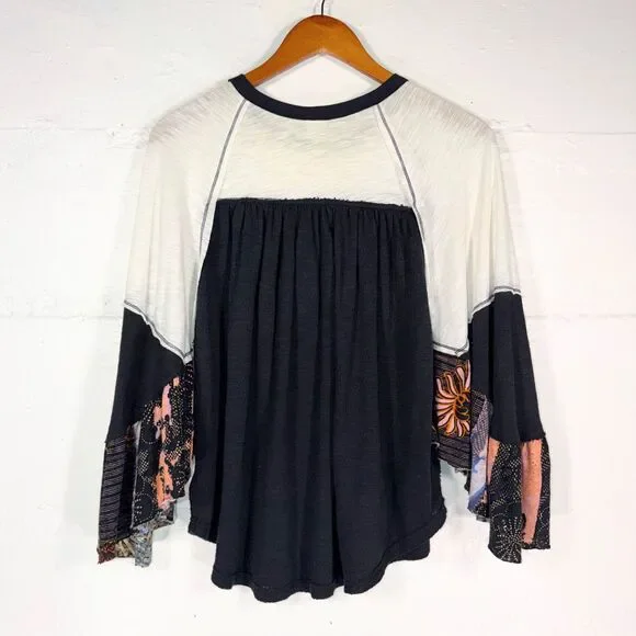 Free People We The Free Oversized Patchwork Top Batwing Boho Oversized XS - Picture 7 of 9
